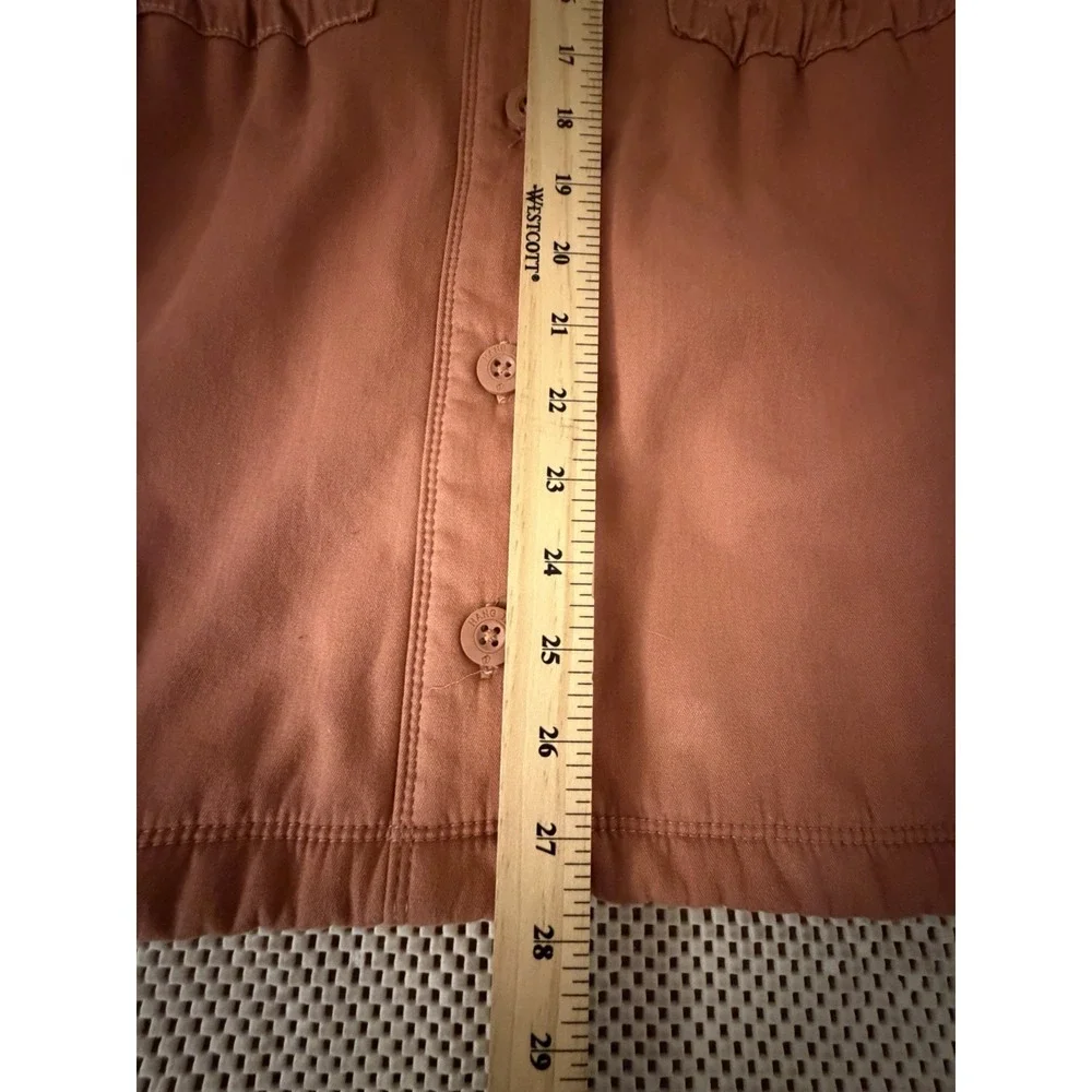 Hang‎ Ten Sherpa Lined Jacket Women M Button Front Utility Coat Salmon Rust Tan